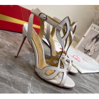 Practical Christian Louboutin Patent Leather Strap Sandals 10cm 030833 White