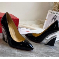 Super Quality Christian Louboutin Patent Leather Wedge Pumps 030840 Black