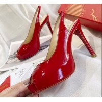 Grade Design Christian Louboutin Patent Leather Peep-toe Platform Pumps 10cm 030846 Red