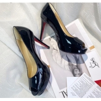 Best Design Christian Louboutin Patent Leather Peep-toe Platform Pumps 10cm 030846 Black