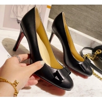 Pretty Style Christian Louboutin Calfskin Pumps 8cm with Bow 030861 Black