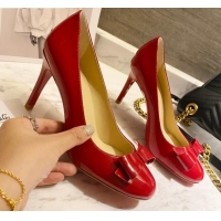 Top Design Christian Louboutin Patent Leather Pumps 8cm with Bow 030861 Red