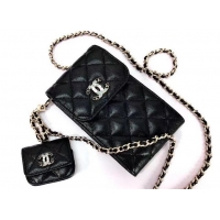 Super Quality Chanel card holder with chain & Gold-Tone Metal AP2033 black