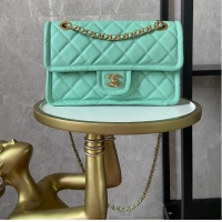 Luxury Classic Chanel flap bag Grained Calfskin AS2357 light green