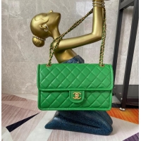 Buy Inexpensive Chanel flap bag Grained Calfskin AS2358 Green