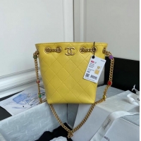 Hot Sell Chanel Lambskin bucket bag AS2381 yellow