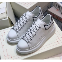 Best Grade Alexander Mcqueen White Silky Calfskin Sneaker with Bi-color Laces White 012725