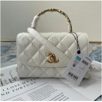 Super Quality Chanel mini flap bag with top handle AS2477 White