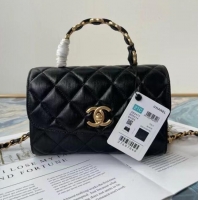 Top Quality Chanel mini flap bag with top handle AS2477 black