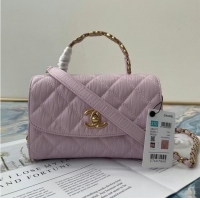 Super Quality Chanel mini flap bag with top handle AS2477 purple