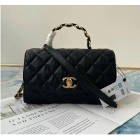 Cheapest Chanel mini flap bag with top handle AS2478 Black