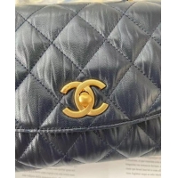 Best Product Chanel mini flap bag with top handle AS2478 Navy Blue