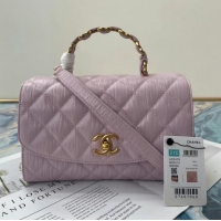 Discount Chanel mini flap bag with top handle AS2478 purple