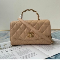 Spot Bulk Chanel mini flap bag with top handle AS2478 Apricot