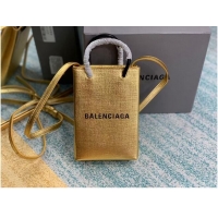 Good Quality Balenciaga Original Leather Mini Shopper Bag B152865 gold