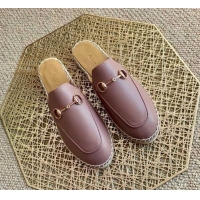 Cute Gucci Jordaan Leather Espadrille Flat Mules 011121 Dusty Pink 2021