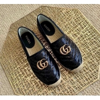 Best Luxury Gucci Sequins Espadrilles with Double G 011129 Black