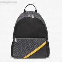 Top Design Fendi Men's Backpack in FF and Stripe F0435 Black/Grey Nylon 2020