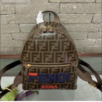 Good Quality Fendi Small FF Backpack with FENDI Charm F0439 Brown/Blue 2020