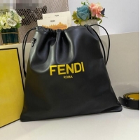 Spot Bulk Fendi Pack Medium Pouch Bucket Bag in F1518 Black Nappa Leather Bag 2020