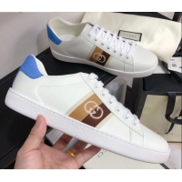 Best Luxury Gucci Ace Sneakers with Interlocking G Web 012568 White/Blue