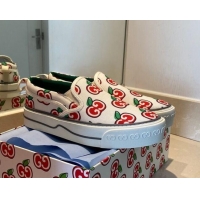 Well Crafted Gucci Tennis 1977 Slip-on Sneakers in GG Apple Canvas 012576 White