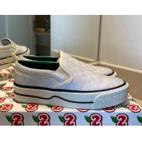 Best Price Gucci Tennis 1977 Slip-on Sneakers in Shiny GG Canvas 012579 White