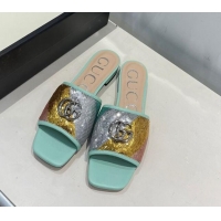 Best Quality Gucci GG Sequins Slide Sandals 012632 Multicolor 2021