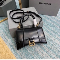 Affordable Price Balenciaga Hourglass XS Top Handle Bag shiny box calfskin 28331 black