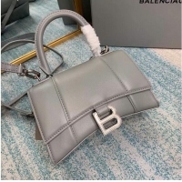 Buy Inexpensive Balenciaga Hourglass XS Top Handle Bag shiny box calfskin 28331 grey