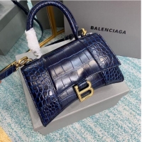 Luxury Cheap Balenciaga Hourglass XS Top Handle Bag 28331S dark blue