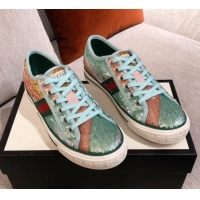 Best Product Gucci Tennis 1977 Sequins Low-Top Sneakers 012736 Green 2021