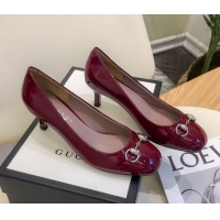 Best Price Gucci Patent Leathe Pumps 5cm with Horsebit 022516 Burgundy 2021