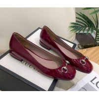 Well Crafted Gucci Patent Leathe Ballet Flat with Horsebit 022517 Burgundy 2021