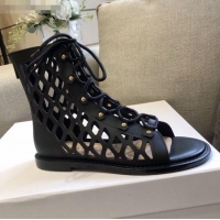 Chic Perfect Dior D-Trap Boot Sandals in Mesh Calfskin CD3125 Black 2021