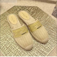 Inexpensive Dior Granville Espadrille Mules in Metallic Thread Embroidered Cotton CD0904 Beige 2021