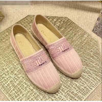 Famous Brand Dior Granville Espadrilles in Metallic Thread Embroidered Cotton CD0908 Pink 2021