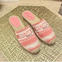 Classic Dior Granville Espadrille Mules in CD0912 Pink D-Stripes Embroidered Cotton 2021