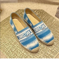 Cheaper Dior Granville Espadrilles in CD0916 Ocean Blue D-Stripes Embroidered Cotton 2021