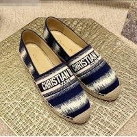 Top Grade Dior Granville Espadrilles in CD0916 Dark Blue D-Stripes Embroidered Cotton 2021