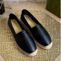 Super Quality Dior Granville Espadrilles in CD0925 Black Embossed Lambskin 2021