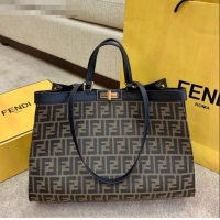 Affordable Price Fendi Peekaboo X-Tote FF Canvas Tote Bag FD1952 Brown/Black 2021