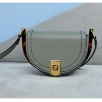 Famous Brand Fendi Moonlight Leather Round Shoulder Bag FD0320 Grey 2021