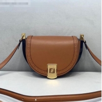 Promotional Fendi Moonlight Leather Round Shoulder Bag FD0320 Brown 2021