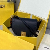 Pretty Style Fendi Moonlight Leather Round Shoulder Bag FD0320 Black 2021