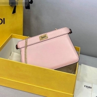 New Design Fendi Peekaboo I See U Pochette Leather Chain Bag FD0327 Pink 2021