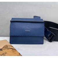 Specials Fendi Men's Grained Leather Messenger Mini Bag F0330 Blue 2021