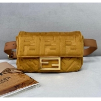 Free Shipping Fendi Baguette Velvet Belt Bag FD0403 Brown 2021