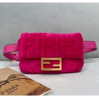 Modern Brand Fendi Baguette Velvet Belt Bag Fuchsia FD0403 Pink 2021