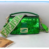 Low Cost Fendi Baguette Sequins Medium Bag FD0408 Green 2021